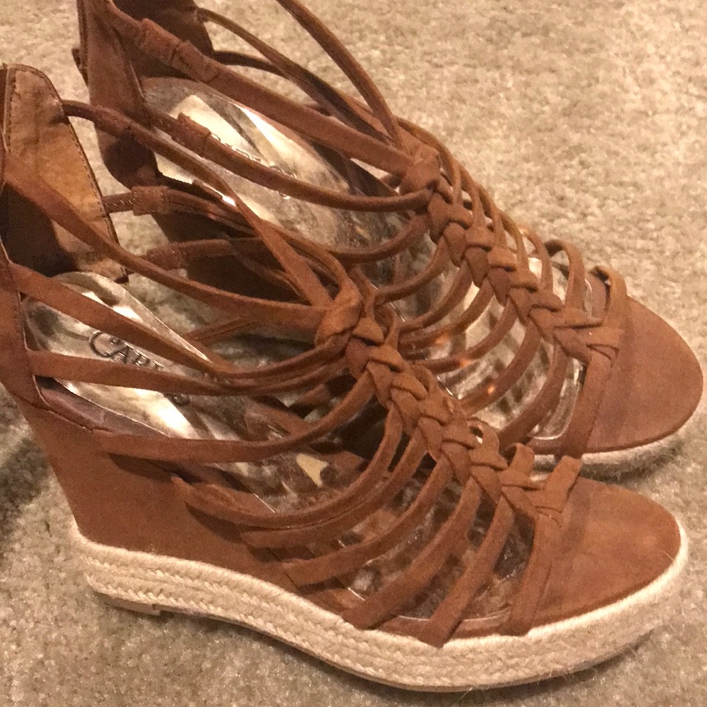 Brown and gold wedges